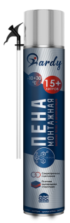 Пена монтажная бытовая 15 всесезонная, клапан надежной фиксации, 520мл, A1488Z HARDY